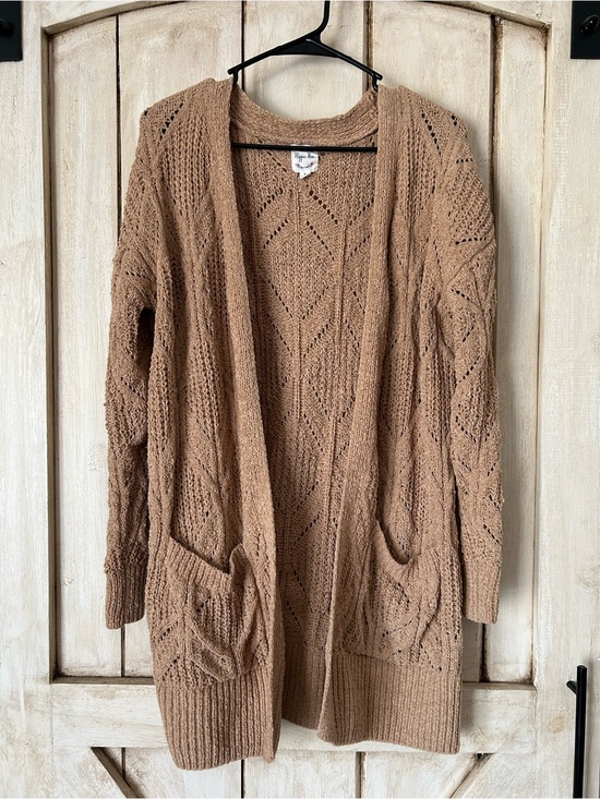 Hippie Rose Jackets & Blazers - Hippie Rose Open-Front Knit Cardigan in Camel Brown